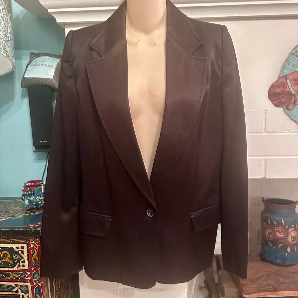 VINTAGE ANN DEMEULEMEESTER $1,850 ANTWERP SIX ESPRESSO SATIN BLAZER JACKET